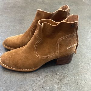 UGG Ankle Boots Women's Size 7 Bandara Suede Block Heel Back Zip Bootie Shoes.